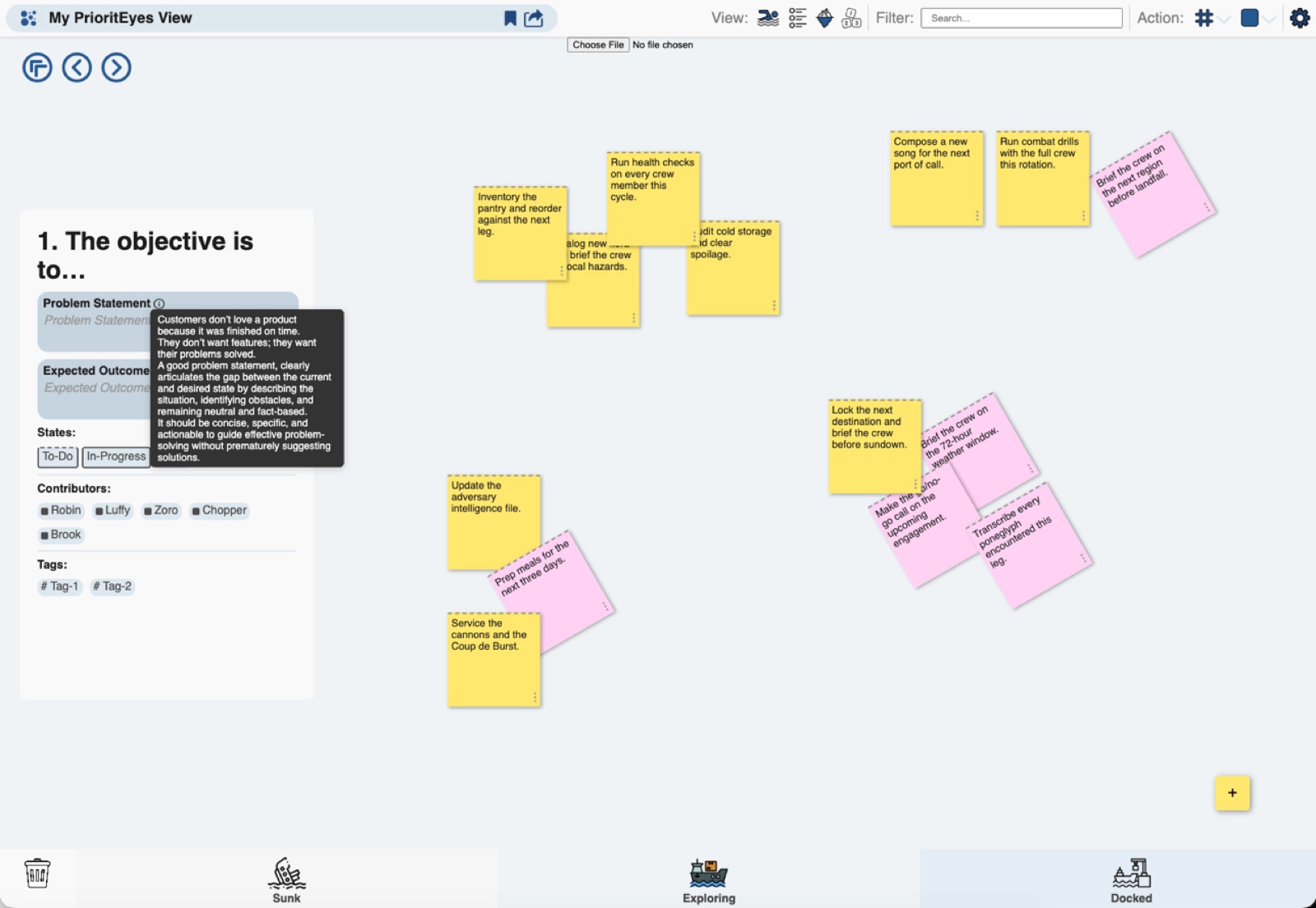 PrioritEyes screen. Under the hood: notes, flags, the full picture